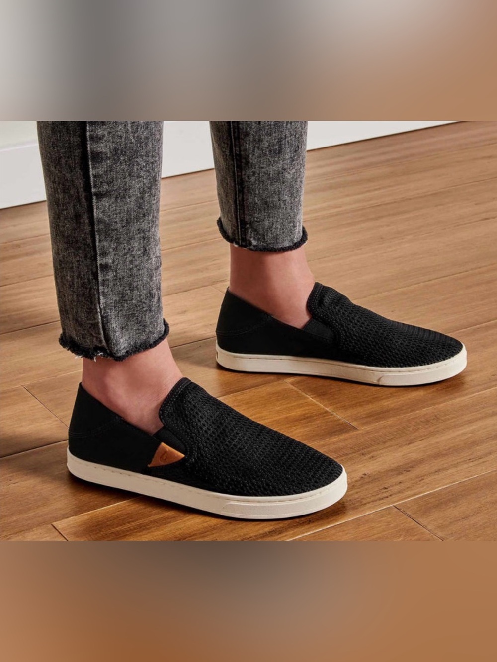 OLUKAI Pehuea Women’s 7 Black Mesh Slip On Sneakers Comfort Casual Shoes NWT